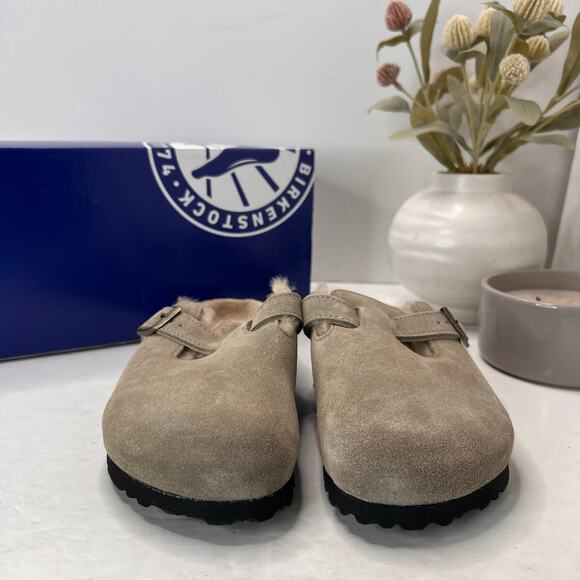 Birkenstock Boston VL/Shearling Suede Taupe Narrow Fit Men 3/Women 5 NWB main image 9